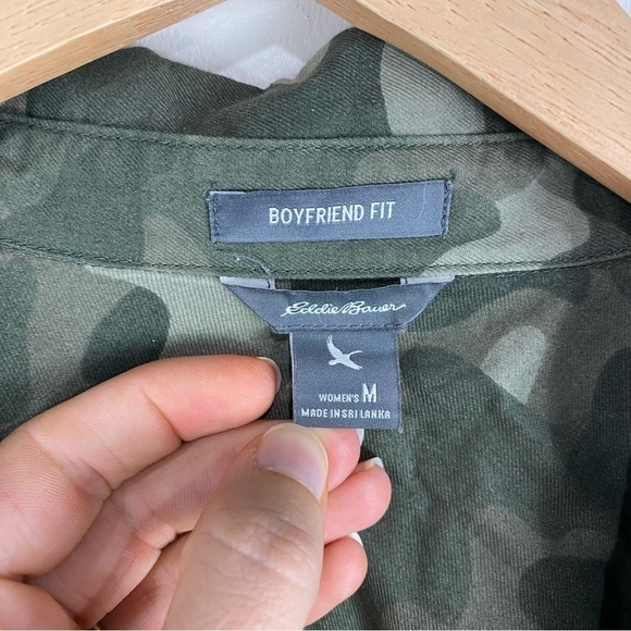 Eddie Bauer Boyfriend Fit 100% Cotton Camo Button Up Down Flannel Shirt Medium - Picture 3 of 5